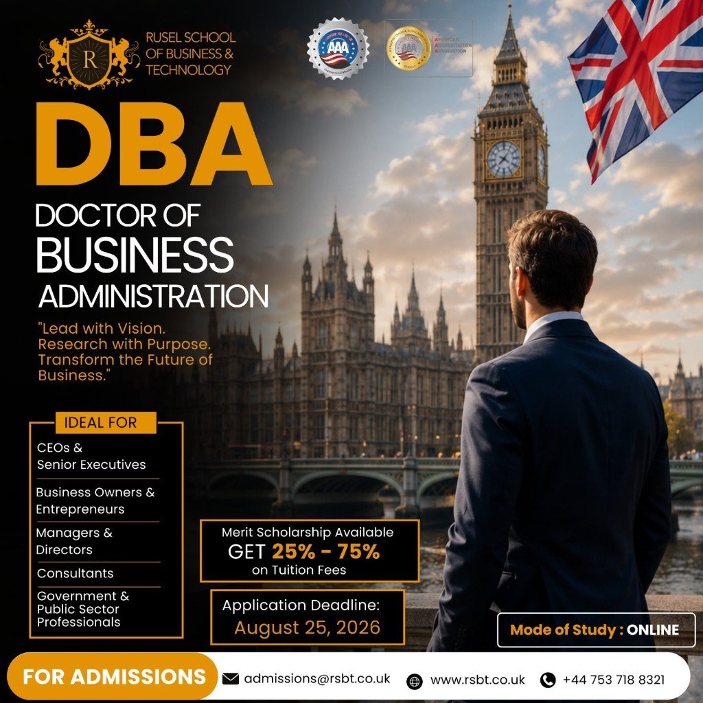 DBA — Doctor of Business Administration at Rusel School of Business and Technology