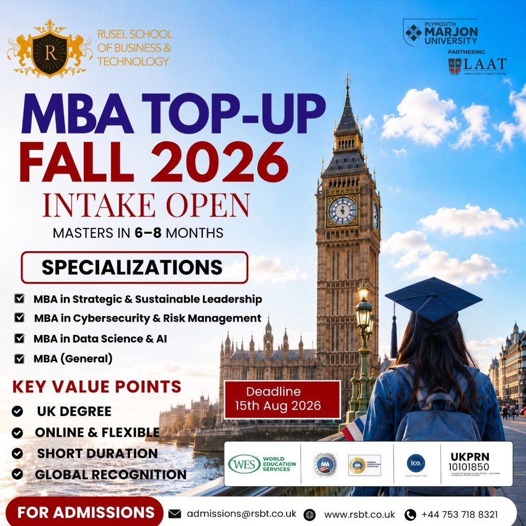 MBA Top-Up Fall 2026 — Rusel School of Business and Technology