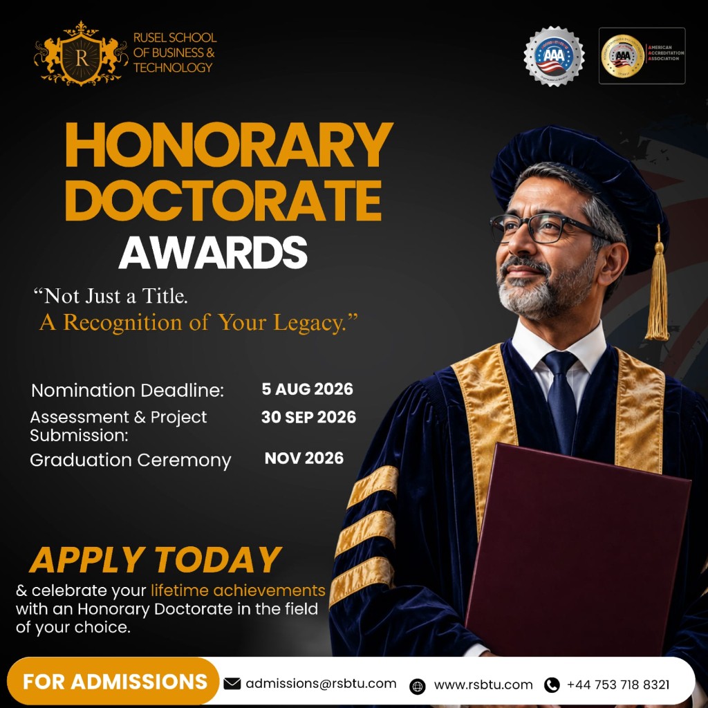 Honorary Doctorate Awards — Rusel School of Business and Technology